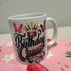 Birthday Queen Mug with Pink Butterflies
